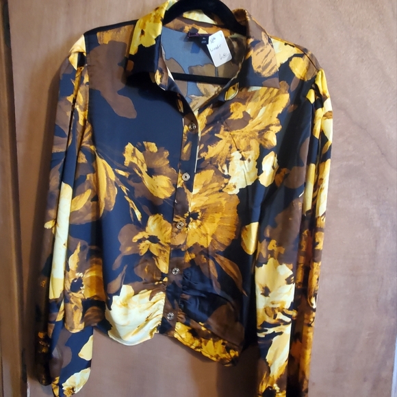 C WONDER BY CHRISTIAN SIRIANO GEORGETTE BUTTON BLOUSE. XL.NWOT - Picture 2 of 10